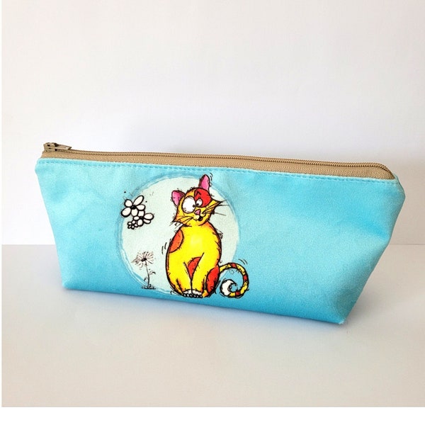 Trousse en velours chat