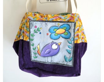 Large bird velvet bag