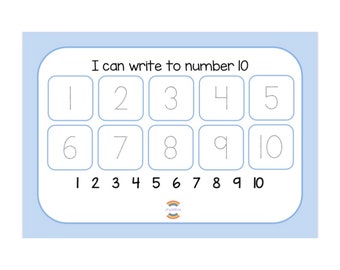 I Can Write To Number 10 | Learning Mat | Follow The Dots | Dry-Erase | Reusable | Available in 3 Colours (Purple, Blue, Pink)