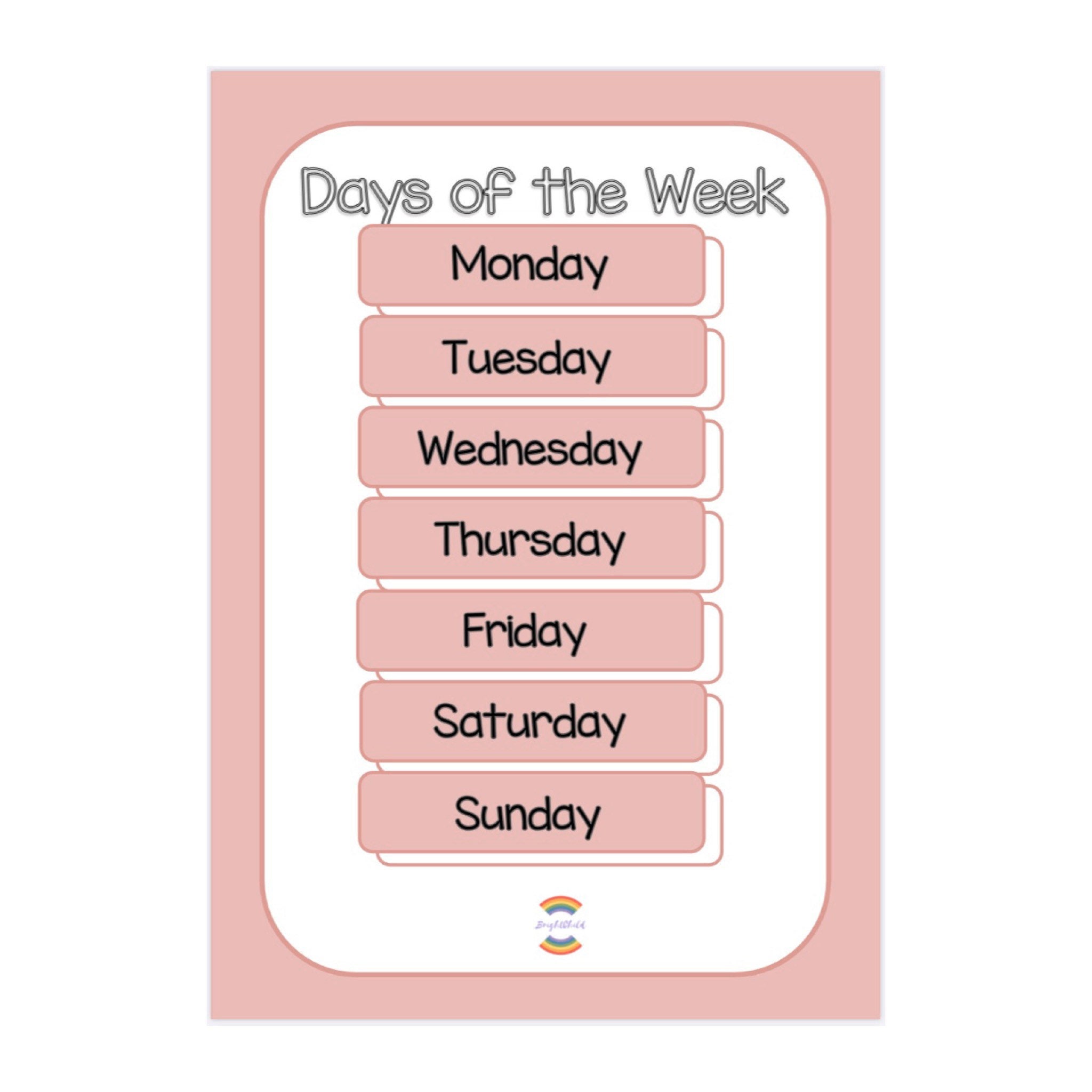 Days of the Week | Laminated Learning Mat | Velcro Attached Day Cards ...