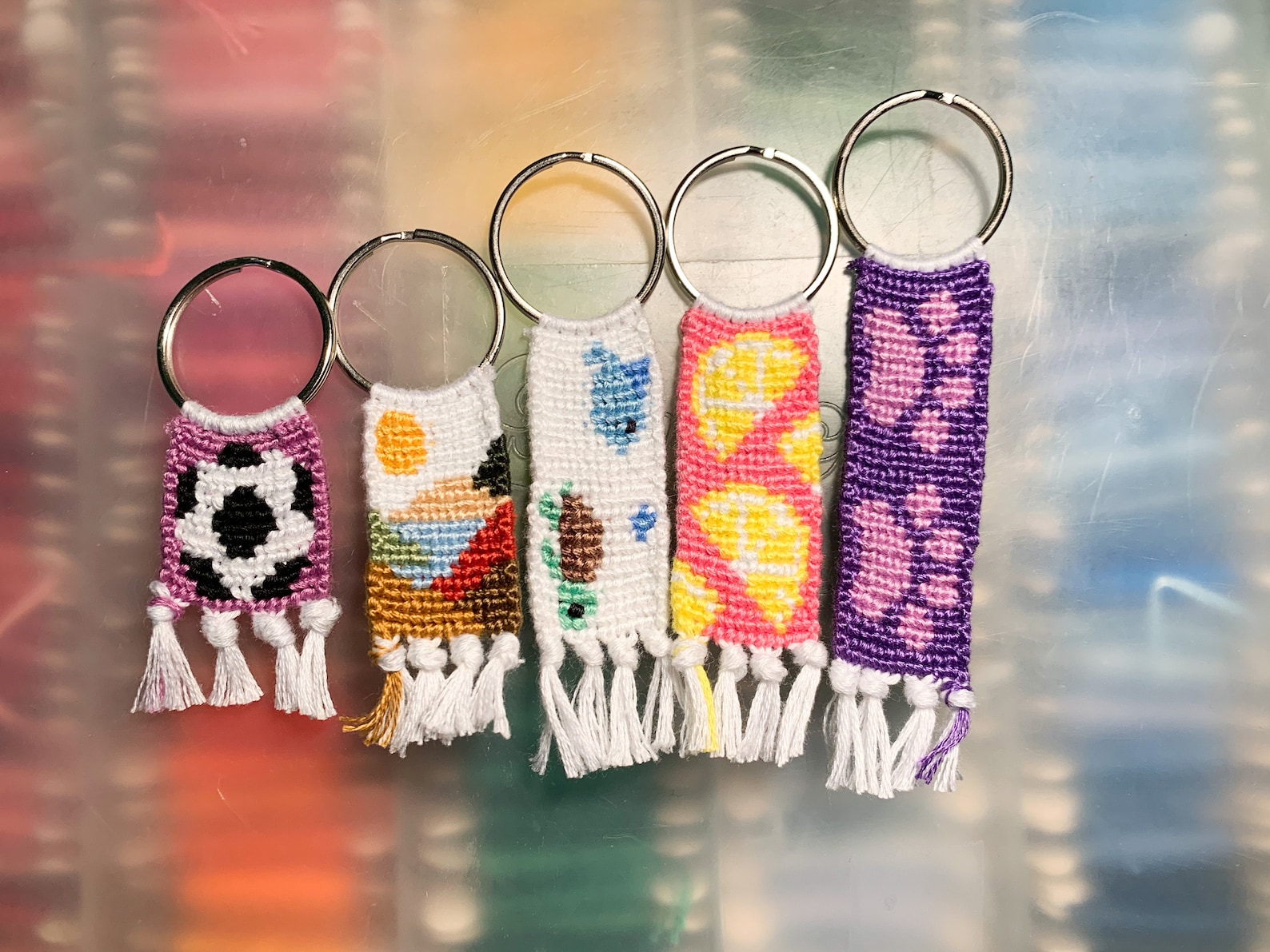 Embroidery Floss Keychains Handmade Woven Keychains soccer Etsy