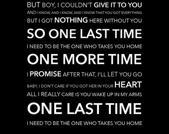 One Last Time Lyrics Etsy