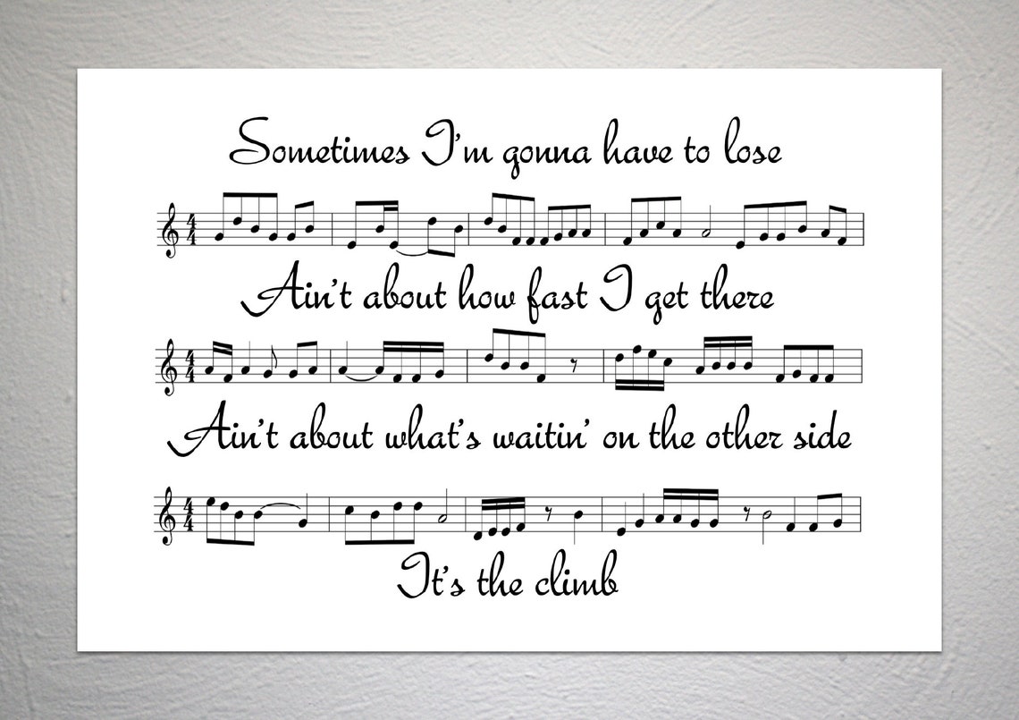Miley Cyrus The Climb Song Sheet Lyric Art Print A4 Size Etsy