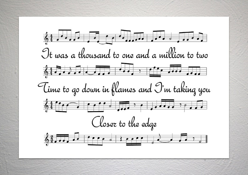 30 Seconds To Mars Closer to the Edge Song Sheet Lyric Art Etsy