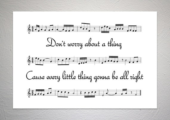 Bob Marley Three Little Birds Song Sheet Lyric Art Print Etsy