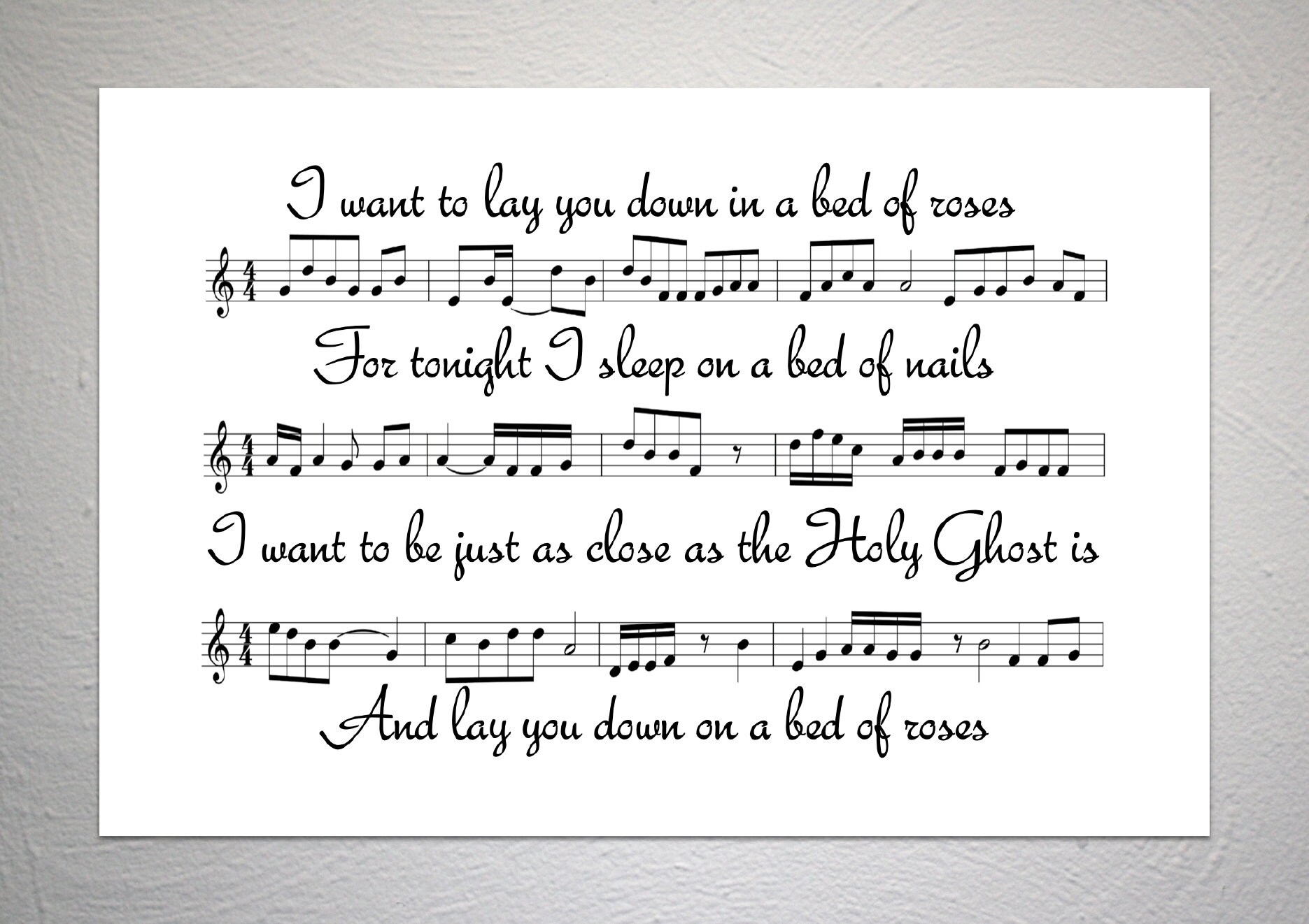 Bon Jovi Bed Of Roses Song Sheet Lyric Art Print A4 Size Etsy