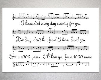 Christina Perri A Thousand Years Lyrics With Name And Etsy