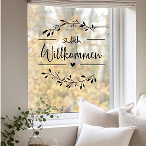 Sticker / Decal “Welcome Wreath” Window Picture | Welcome | Entrance door | mirror | Wall sticker