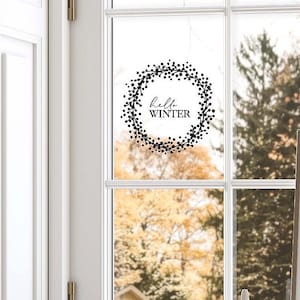 Sticker  / Fensterbild   "Winterlicher Kranz mit Schriftzug nach Wahl"