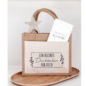 kleine Jutetasche mit verschiedenen Schriftzügen Danke zum Muttertag, für Erzieher, Lehrer etc.