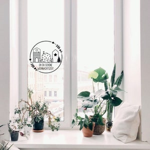 Sticker  / Fensterbild   " Kranz mit Häuschen Oh du schöne Weihnachtszeit "