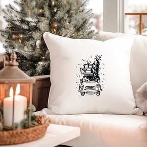 Pillow cover or DIY iron-on picture “Driving home for Christmas” Christmas truck | Farmhouse | Pillow | Cushion cover | Living room | Christmas