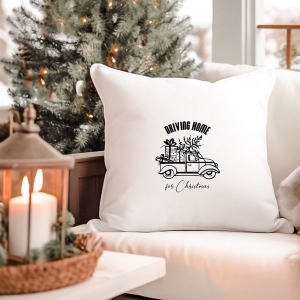 Kissenbezug oder DIY-Bügelbild „Driving home for Christmas"  Farmhouse | Kissen | Kissenhülle | Wohnzimmer  | Schlafzimmer