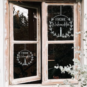 Sticker / Aufkleber  "Frohe Weihnachten im Kranz mit Kerze "