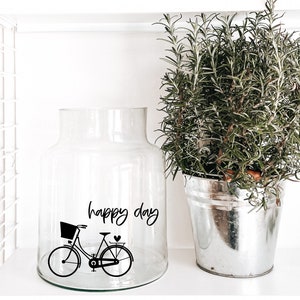 Sticker/Aufkleber  "happy day mit süßem Fahrrad"