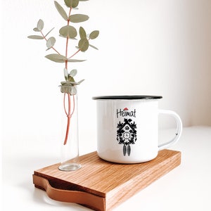 Enamel cup / mug "Heimat cuckoo clock with Bollenhut" coffee cup | Coffee | gift | Camping | campfire