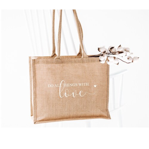 Beach bag "Do all things with love" shopper | shopping bag | jute bag |