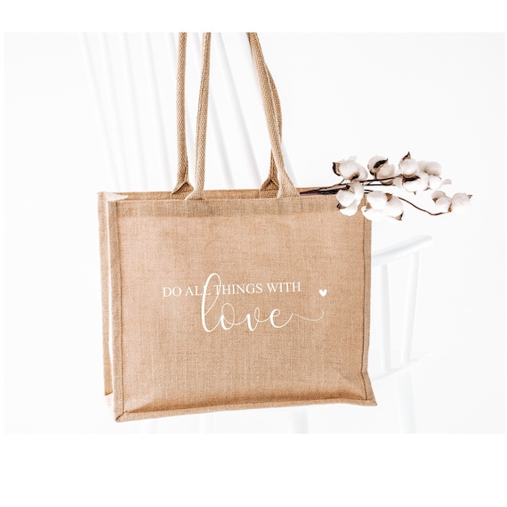 Beach Bag do All Things With Love Shopper Shopping Bag Jute Bag Etsy Canada