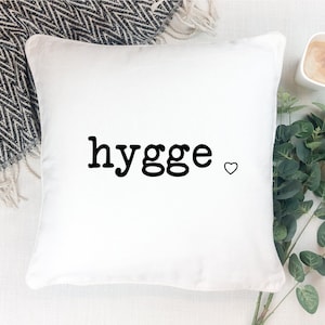 Pillowcase or DIY iron-on transfer "hygge with heart" | Farmhouse | Pillow | Pillow cover | Home |