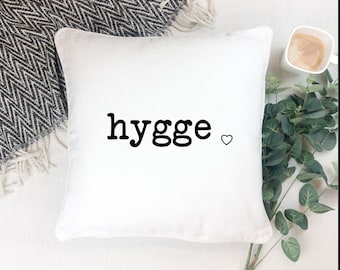 Pillowcase or DIY iron-on transfer "hygge with heart" | Farmhouse | Pillow | Pillow cover | Home |