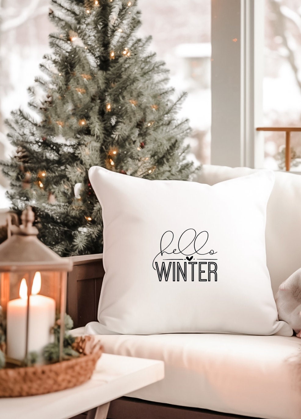 Pillowcase or DIY iron-on image "Hello Winter" | Farmhouse | Pillows | Pillowcase | Shirts | Textiles