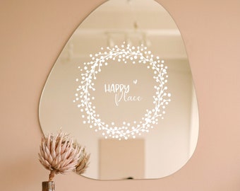 Sticker / Decal "Wreath Happy Place" window picture | Welcome | Entrance door | Mirror