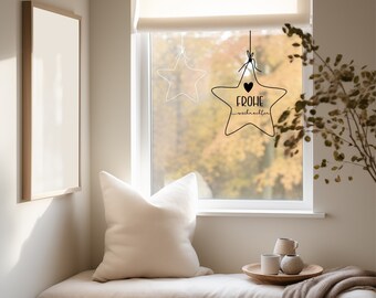 Sticker/sticker "Star with bow and heart and lettering of your choice" | Window picture | Christmas decoration | Christmas star