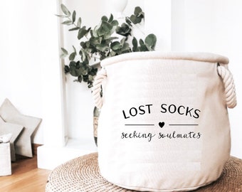 Aufbewahrungskorb "Lost socks seeking soul mates"  Wäschekorb | Wäschesack | Waschküche | Aufbewahrung | Ordnung |