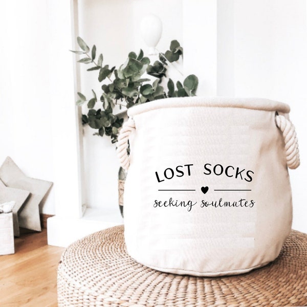 Aufbewahrungskorb "Lost socks seeking soul mates"  Wäschekorb | Wäschesack | Waschküche | Aufbewahrung | Ordnung |