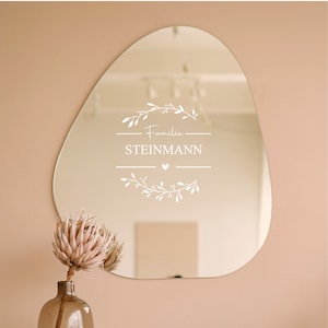 Sticker/Aufkleber "Familienname Logo Blumenkranz " Farmhouse Größe 20x 20 cm Fensterbild | Willkommen | Eingangstür | Spiegel