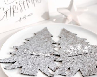 Cutlery bag Christmas fir tree made of felt &quot;Winter magic&quot; or &quot;Merry Christmas&quot; | Cutlery holder | Napkin ring | Table decoration