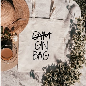 Reusable bag / cotton bag "GYM GIN BAG" shopper | Shopping bag | Pouch | 100% cotton | Statement bag