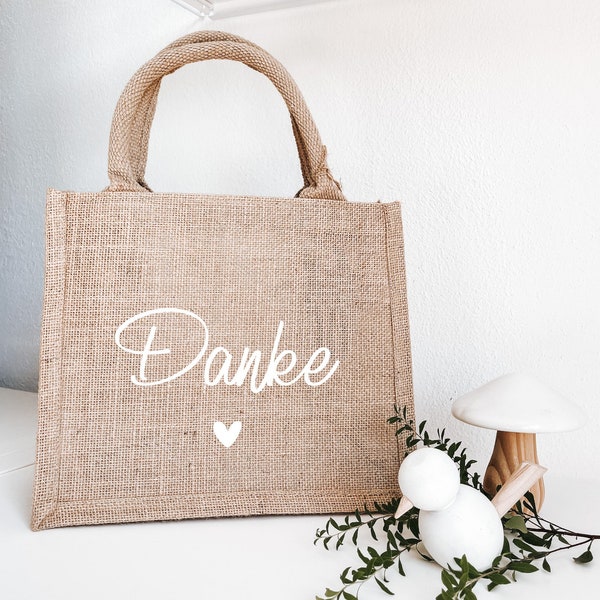 Kleine Geschenktasche "Danke mit Herz"  kleine Markttasche | Jutetasche |