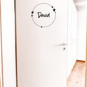Sticker/Aufkleber XL  "Kranz mit Sternen und Name"  Türsticker| Kinderzimmer | Namensschild