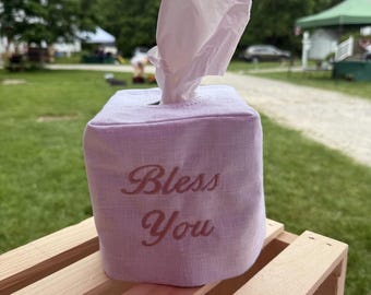 Custom Embroidered Tissue Box Cover | Personalized Tissue Holder | Monogram Tissue Boxer Cover | Housewarming Gift