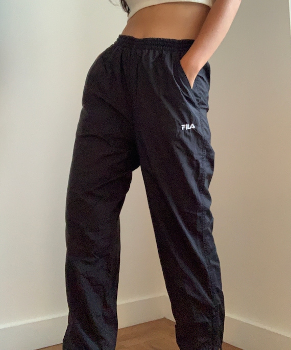 Vintage 90's Black FILA Nylon Trackpants