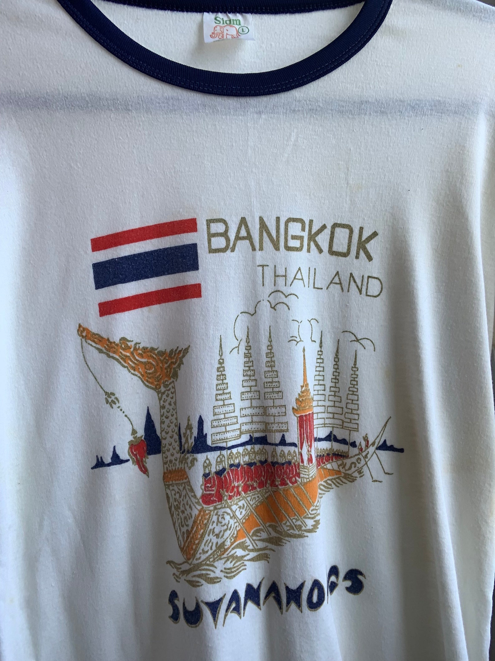 Vintage Bangkok Thailand Graphic Tee Shirt TShirt in White Etsy