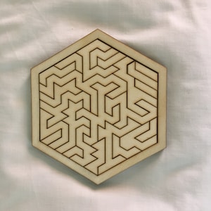 Hexagonal Geometric Wooden Tray Puzzle