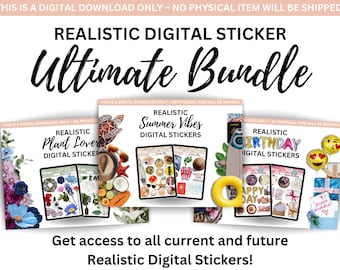 Ultimate Bundle - All Access Realistic Digital Stickers - Digital Planner Stickers - Digital Mock Up Stickers - Stickers with Shadows