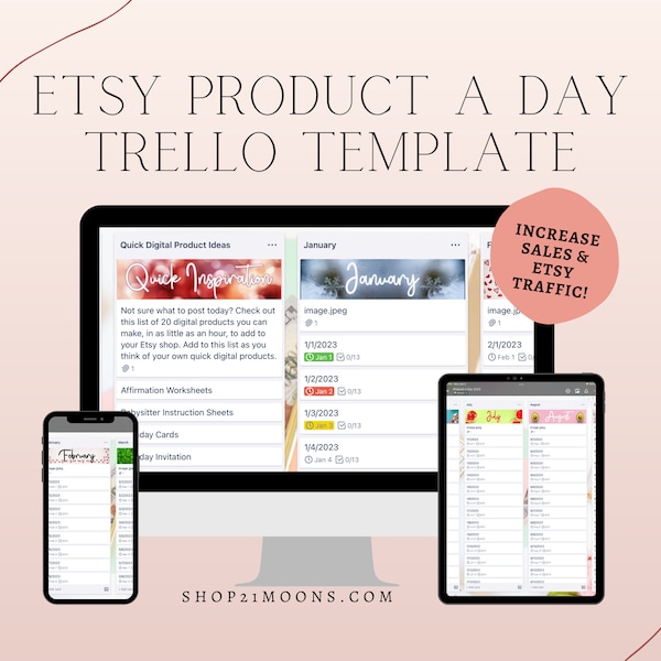 Trello Template - Etsy Product Launch Template - Product a Day Etsy Trello Template