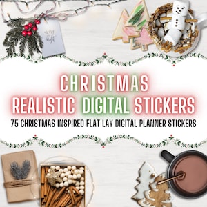 Digital Stickers Christmas Realistic - Digital Planner Stickers - Scene Creator - Holiday Stickers - 75 Flat lay Stickers