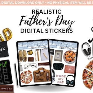 Father's Day - Realistic Digital Stickers - Digital Planner Stickers - Digital Mock Up Stickers - Stickers with Shadows