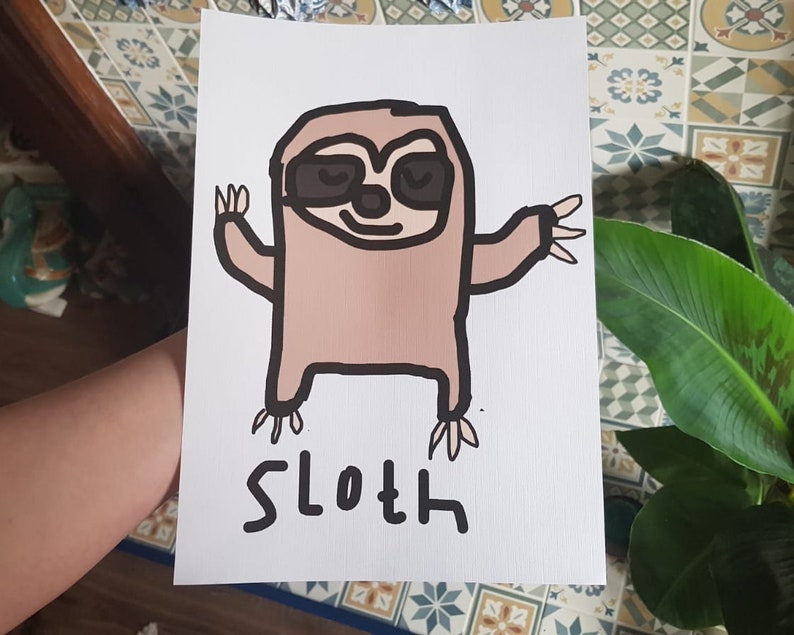 Sloth A4 Art Print Funny Print Animal Print image 2