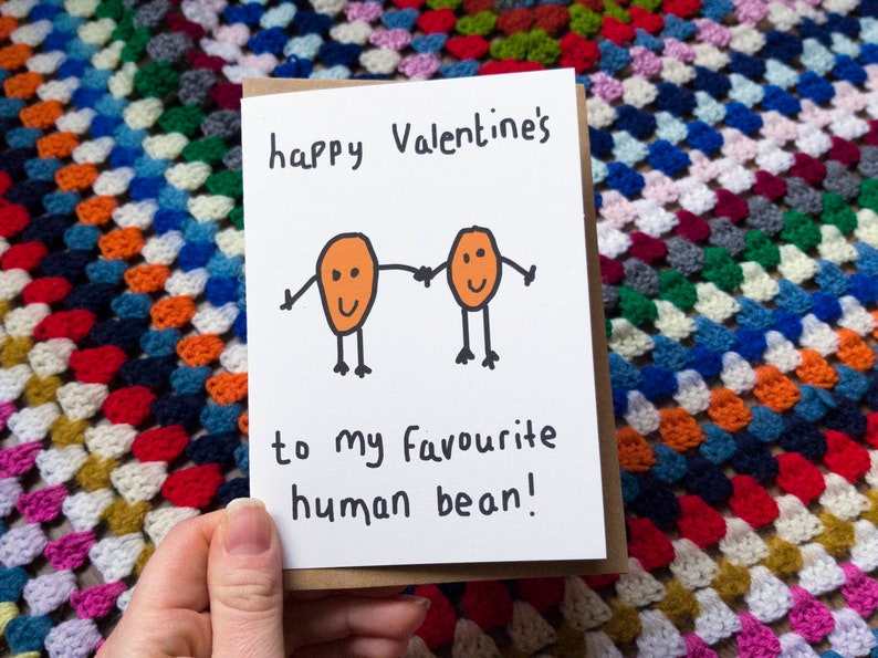 Favourite Human Bean Valentine's Day A6 Blank Card Happy Valentine's Funny Card image 1