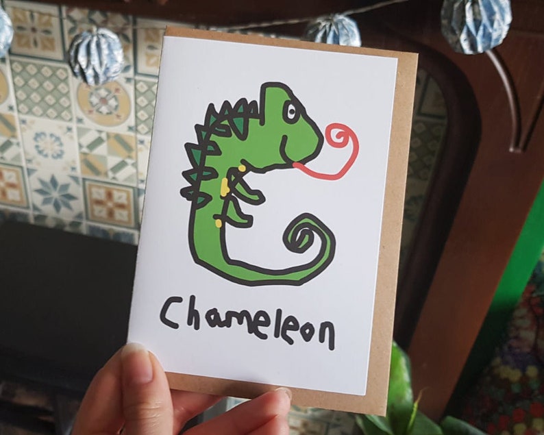 Chameleon A6 Blank Card Funny Card Animal Card image 2