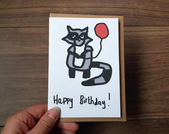 Racoon A6 Birthday Card | Funny Card | Animal Card