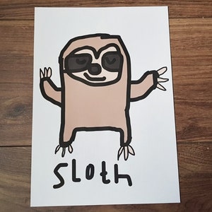 Sloth A4 Art Print Funny Print Animal Print image 1