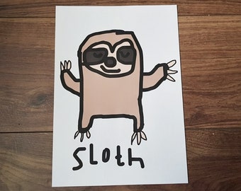 Sloth A4 Art Print | Funny Print | Animal Print