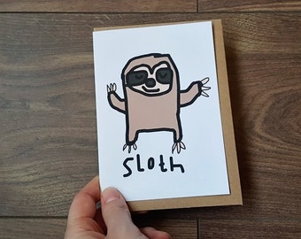 Sloth A6 Blank Card | Funny Card | Animal Card