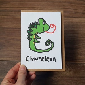 Chameleon A6 Blank Card Funny Card Animal Card image 1